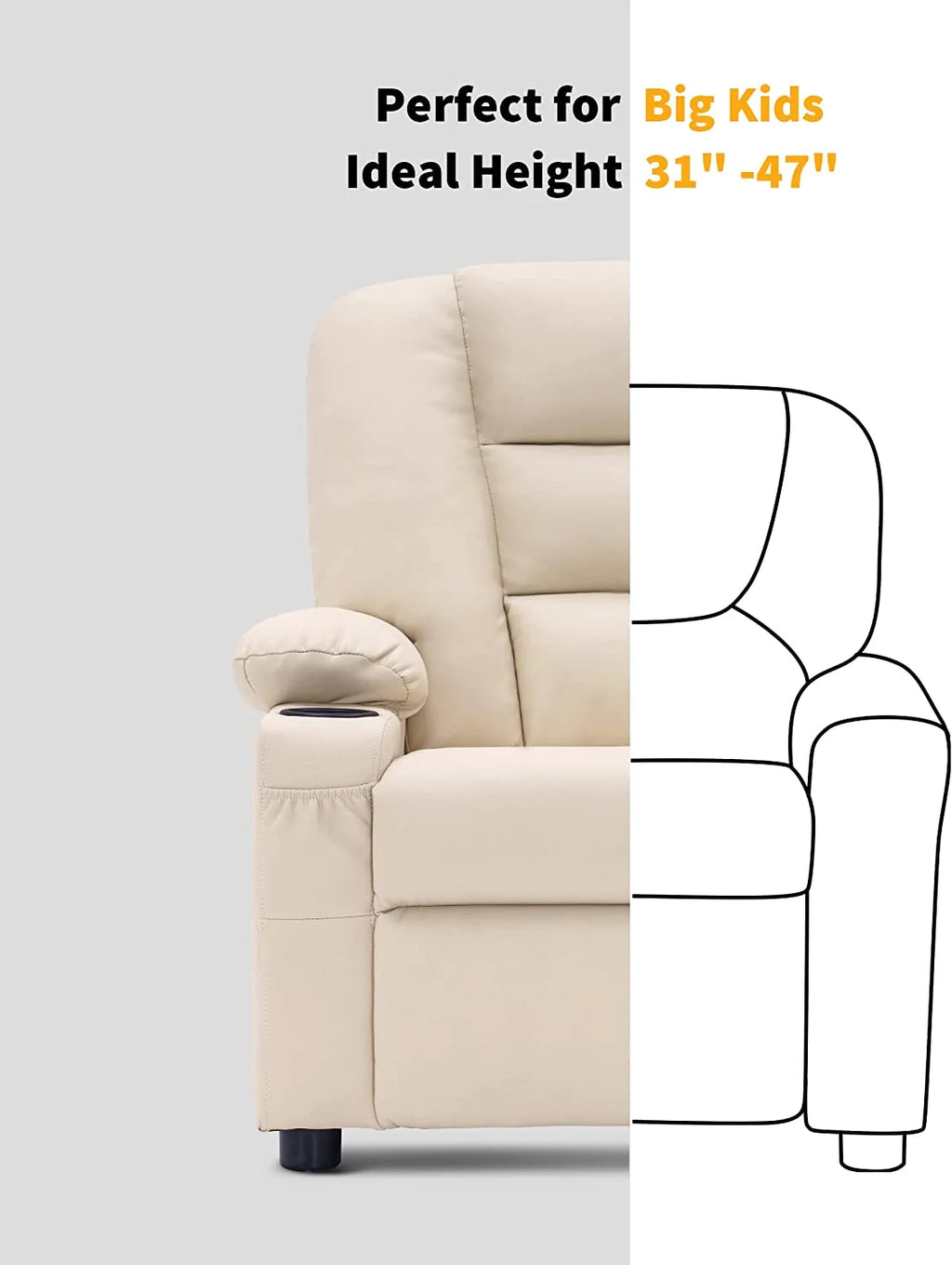 Faux Leather Recliner Chair with Cup Holders N49783