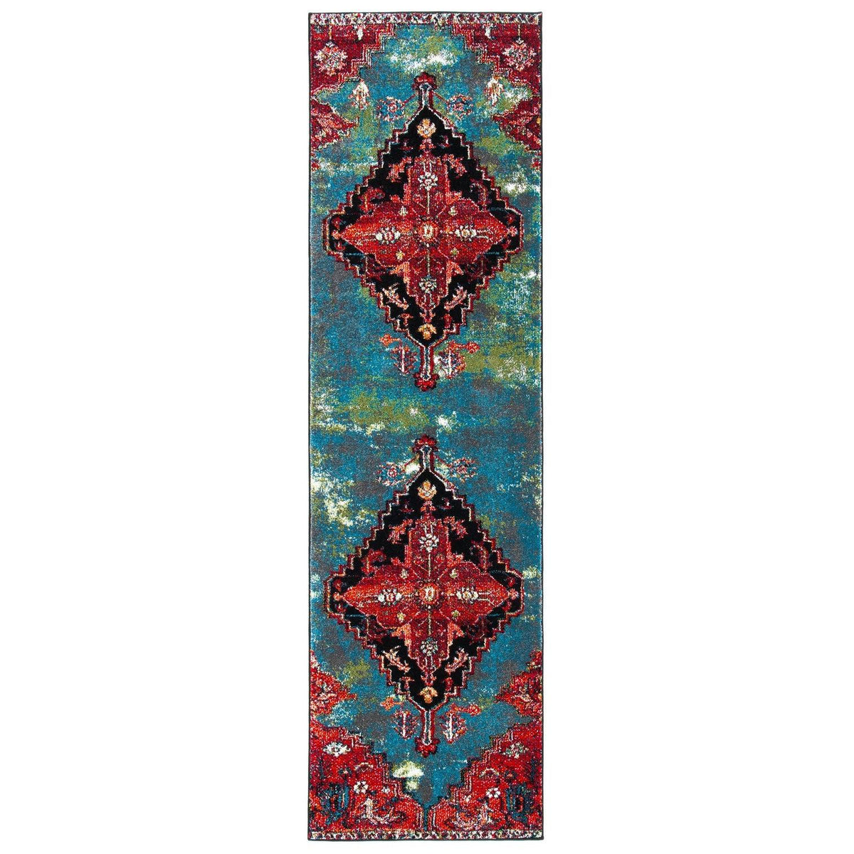 Red / Blue Vintage Rug V620936