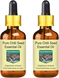 Pure Chilli Seed Essential Oil with Glass Dropper Steam Distilled 100ml X 2 Q2295