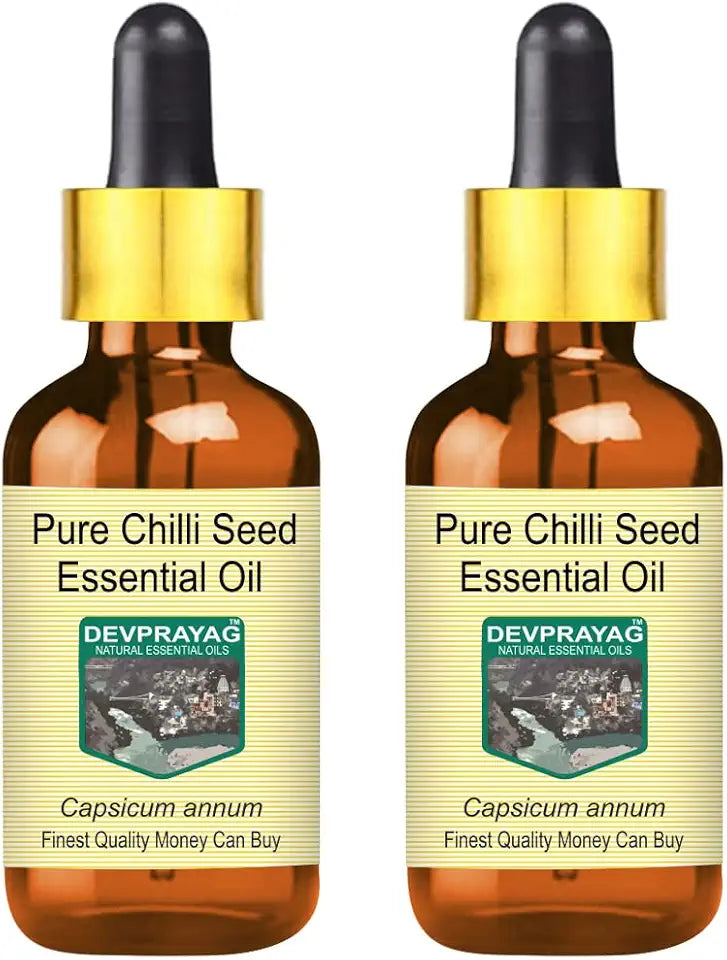 Pure Chilli Seed Essential Oil with Glass Dropper Steam Distilled 100ml X 2 Q2295