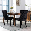 Black Velvet Upholstered Dining Chairs Set of 2 Solid Wood Wing Back Accent Chairs H29852