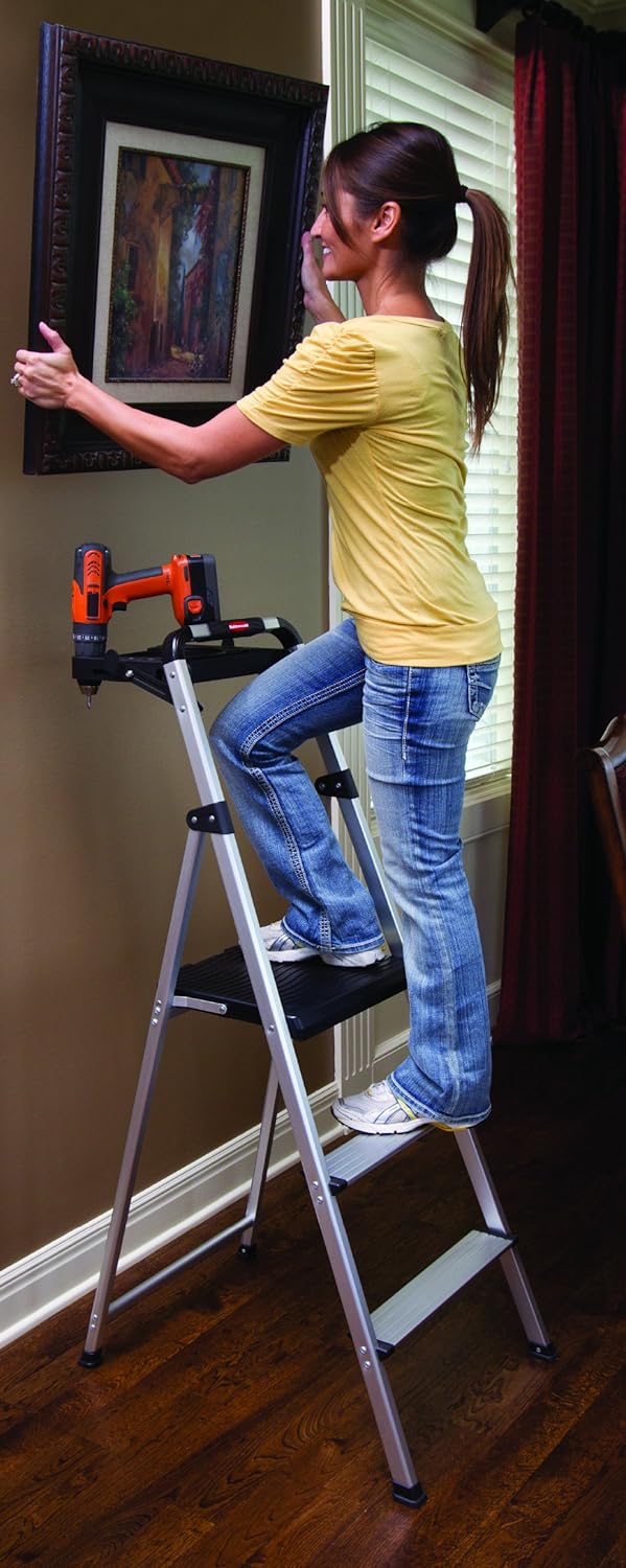3-Step Ultra Light Aluminum Step Stool with Project Tray D477