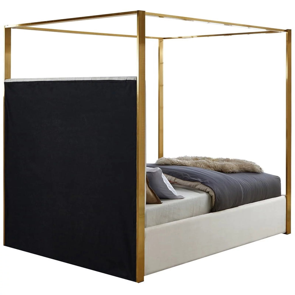 Cream Velvet King Bed X9971