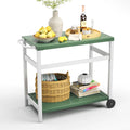 Outdoor Dining Cart Table Aluminum Grill Table with Wheels H46446
