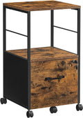 Rustic Brown and Black Rolling File Cabinet with Drawer and Lock Y299189