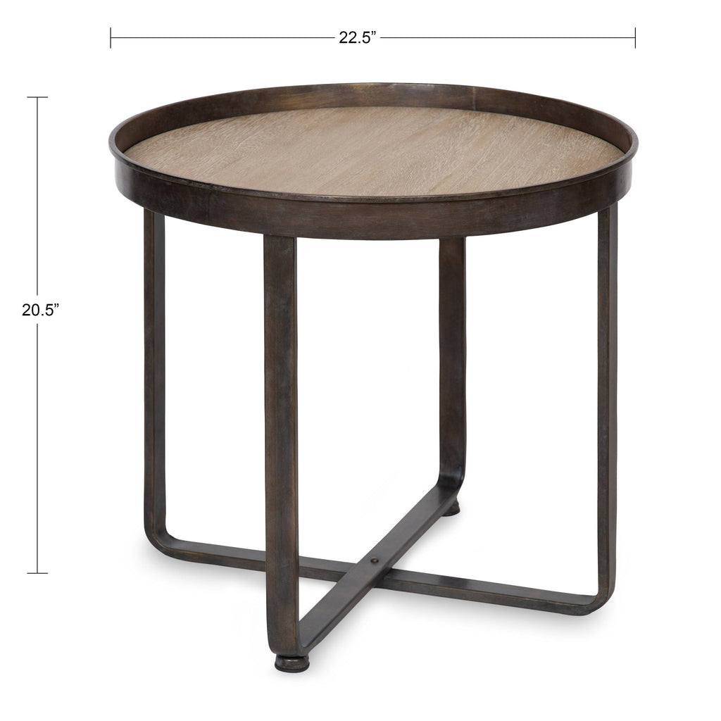 Bronze and Black Round Metal End Table F210463