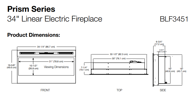 Wall Mount Electric Fireplace N5936