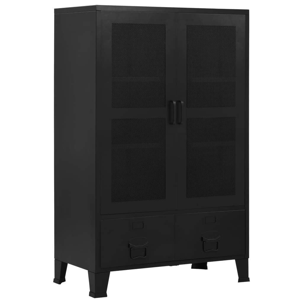 Black Steel Office Cabinet with Mesh Doors L615746