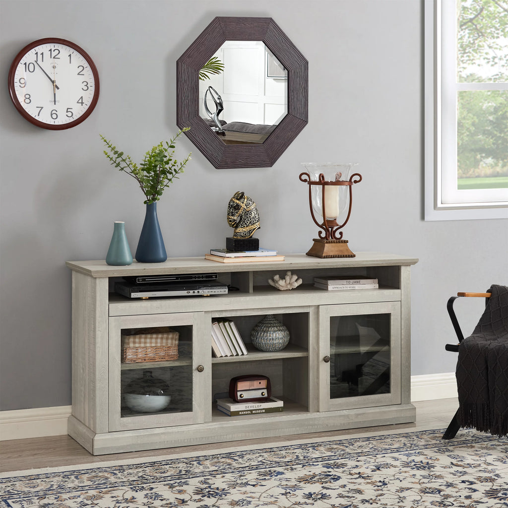 Espresso TV Stand with Storage and Cabinet D3781