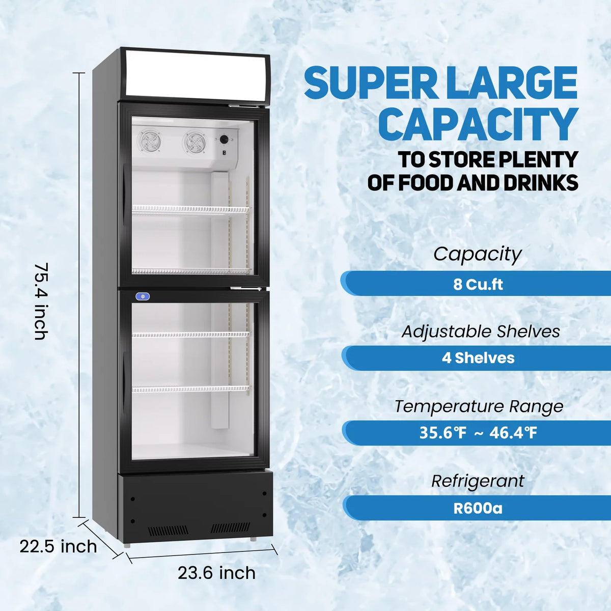 24'' Double Glass Door Merchandiser Refrigerator U56037