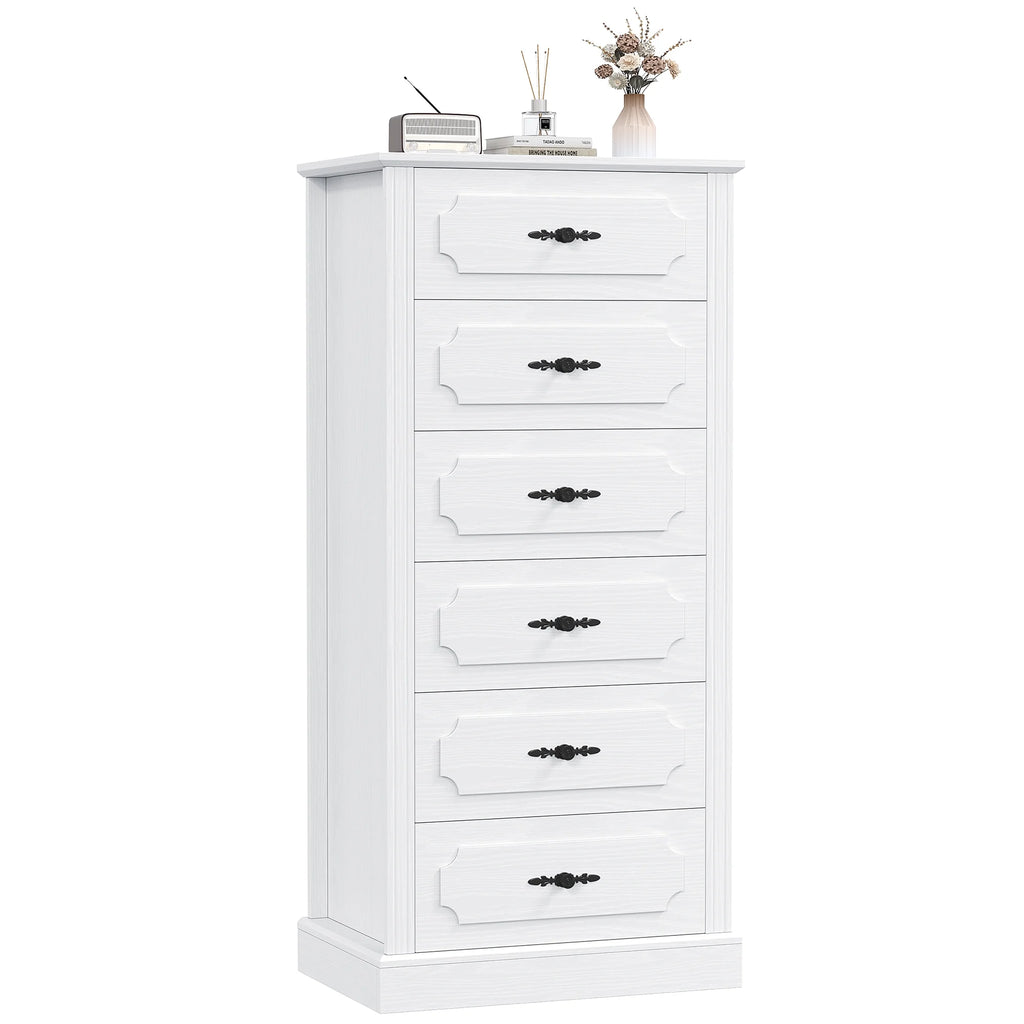 White 6 Drawer Wood Dresser S7716