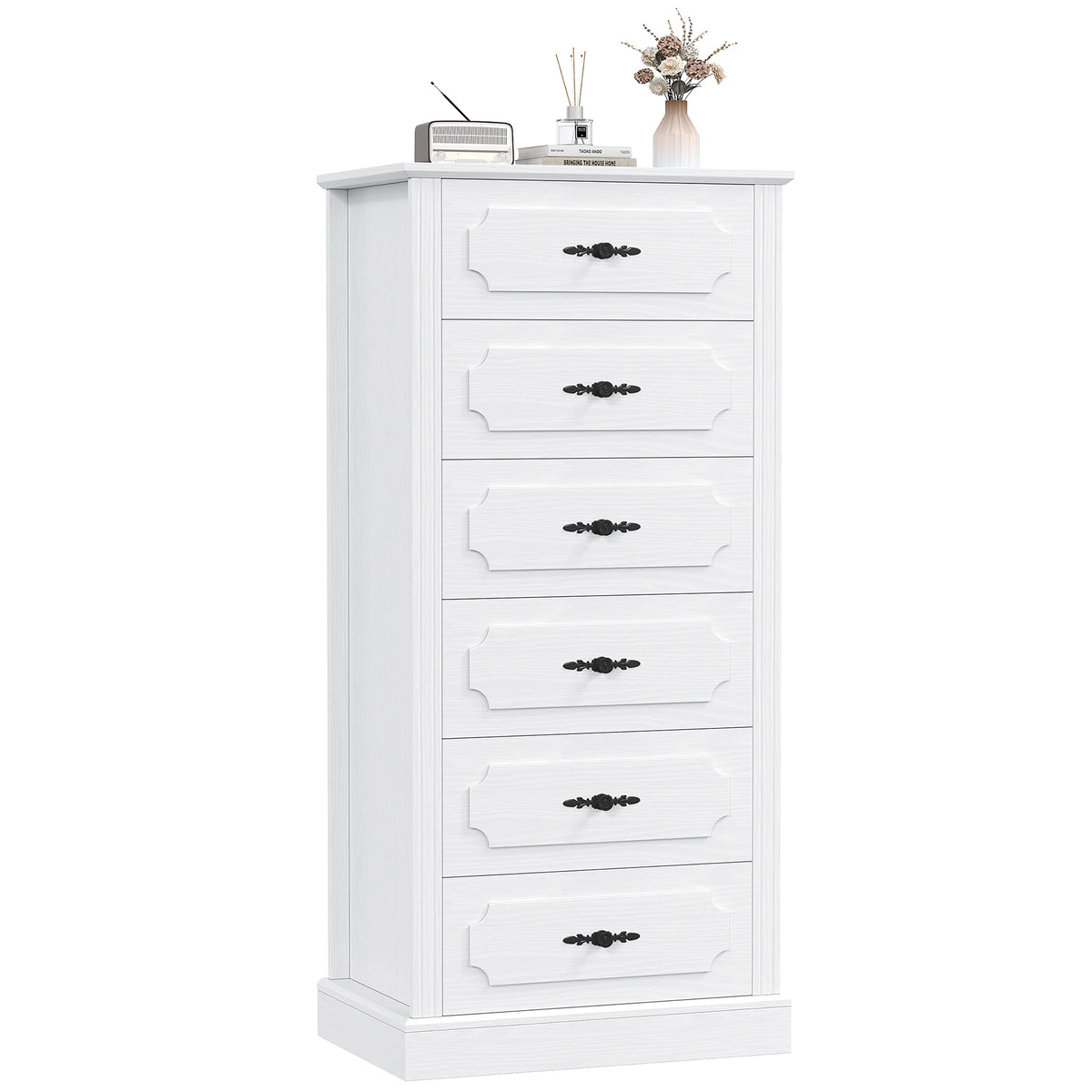White 6 Drawer Wood Dresser S7716