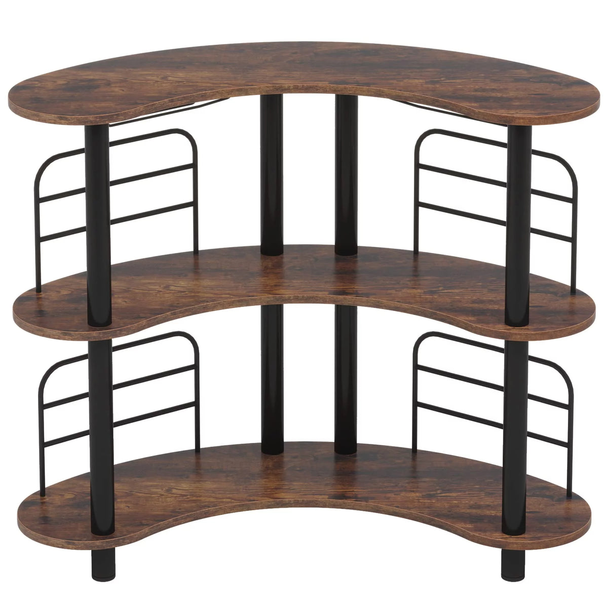 Rustic Brown 3 Tier Wine Bar Cabinet with Storage Shelves Z33553