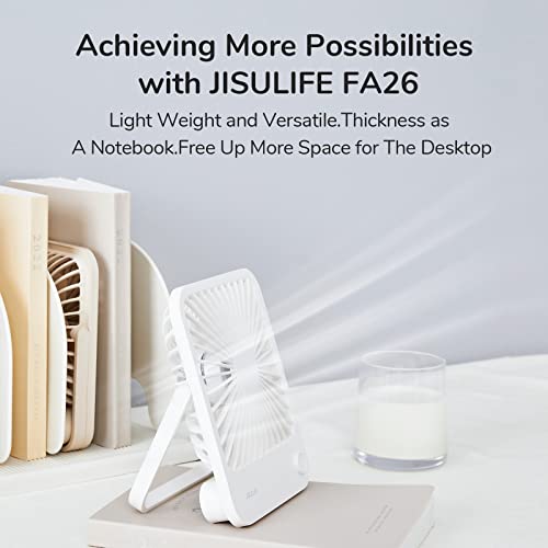 Desk Fan Battery Rechargeable, 4500mAh 180°Foldable Portable Personal Fan, 4 Speeds Adjustable White W48759
