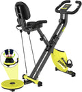 Magnetic 3 in 1 Folding Exercise Bike with Arm Resistance Bands and Twist Board S749