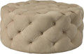 Beige Round Tufted Ottoman F6338