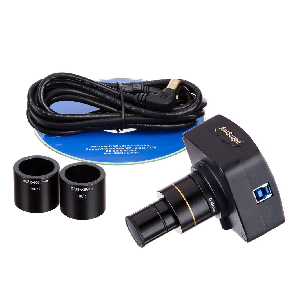 7X-45X Simul-Focal Stereo Zoom Microscope on Boom Stand with Fluorescent Light and 5MP USB3 Camera I8106