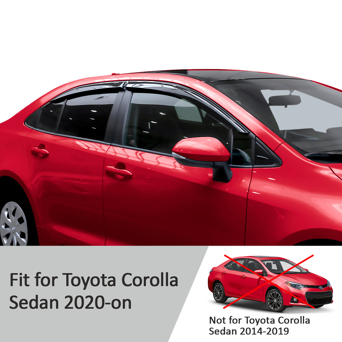 Glass Tape-on Rain Guards for Toyota Corolla Sedan, 4 Pieces L74730