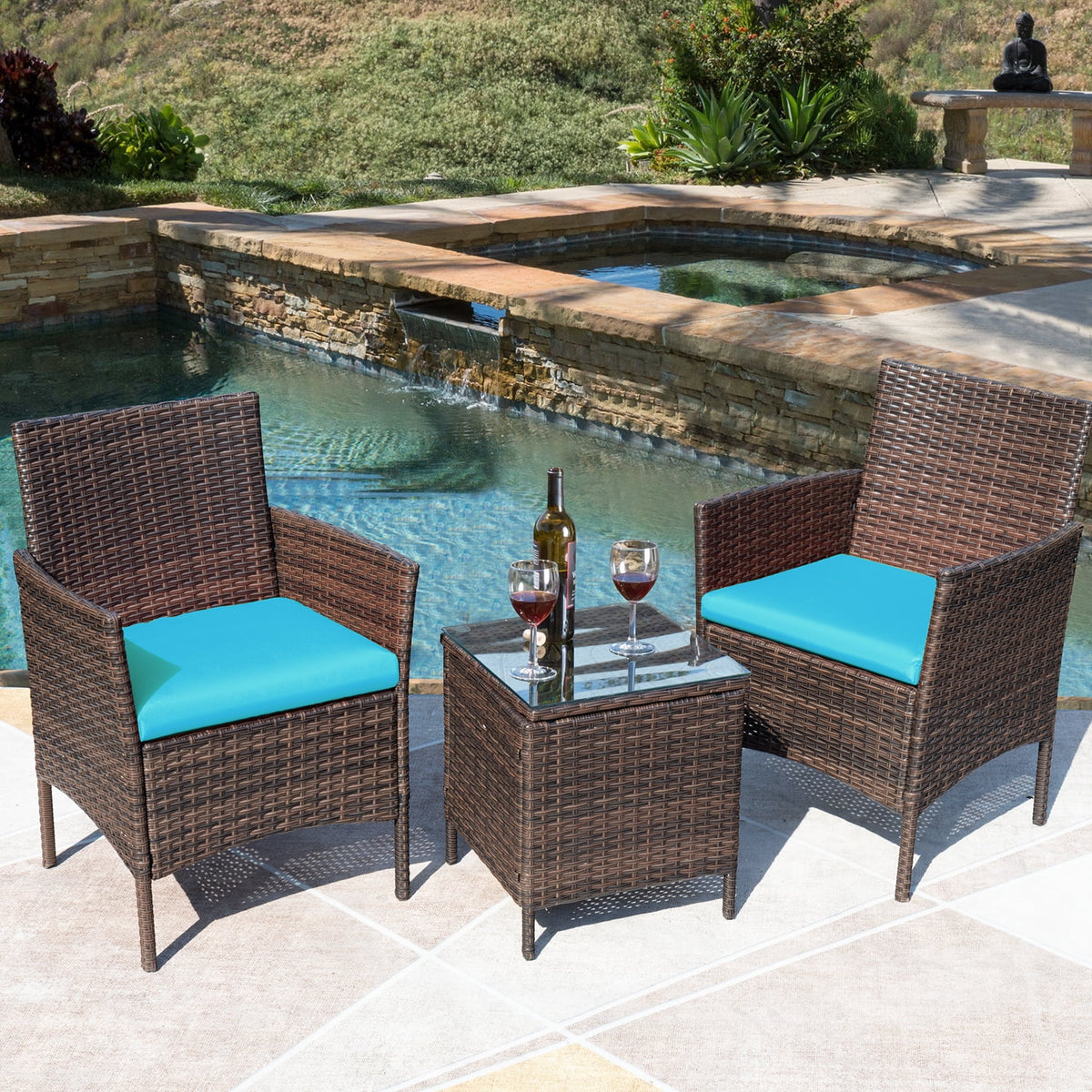 PE Rattan Set of 3 Patio Conversation Set L434200
