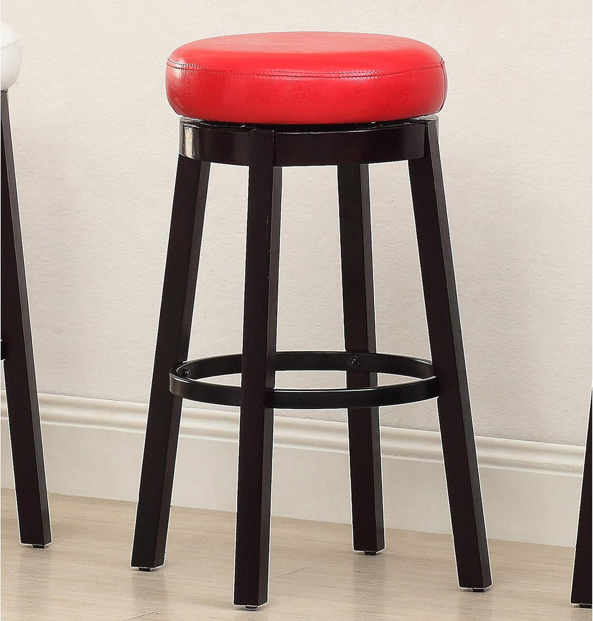 Green Leatherette and Wood Swivel Bar Stool, Set of 2 O45600