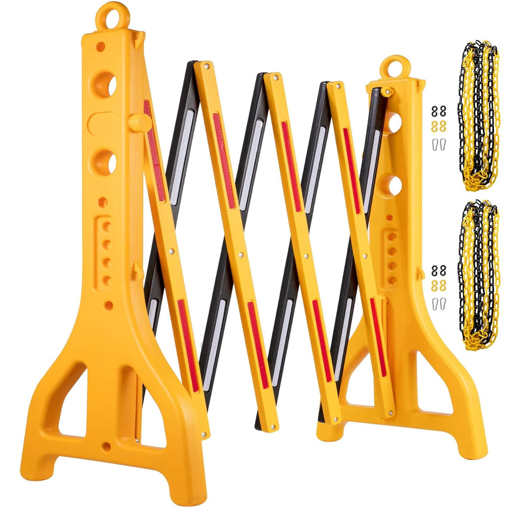 Expandable Mobile Plastic Safety Barricade 8.3ft Width 38” Height with Reflectors with 1 Chain L209976