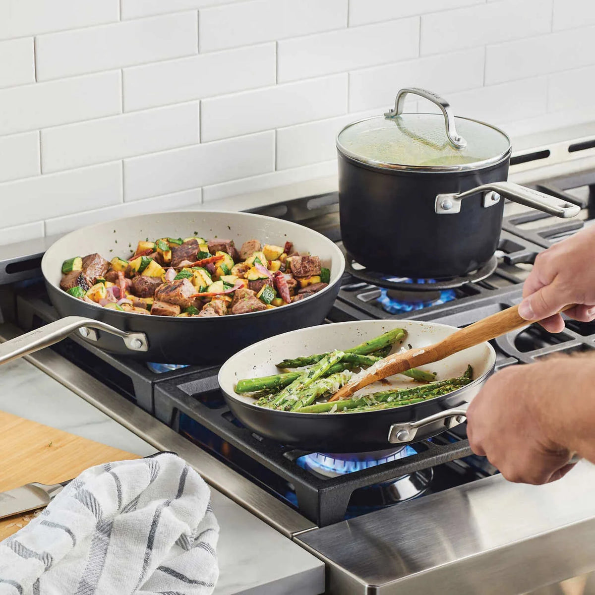 12-piece Hard Anodized Ceramic Non-Stick Cookware Set M493