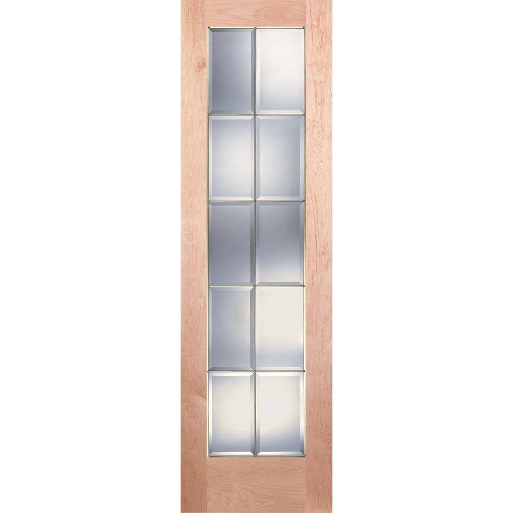 10 Lite Unfinished Maple Clear Bevel Brass Woodgrain Interior Door Slab M13579