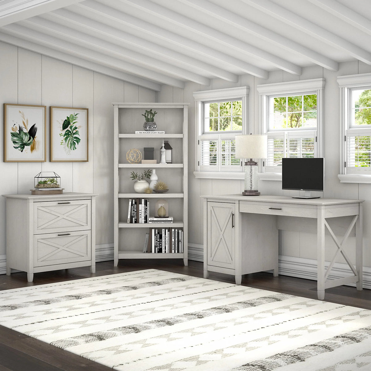 2 Drawer Linen White Oak Lateral File Cabinet W514