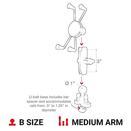 Medium Arm Phone Mount with Handlebar U-Bolt Base U4018