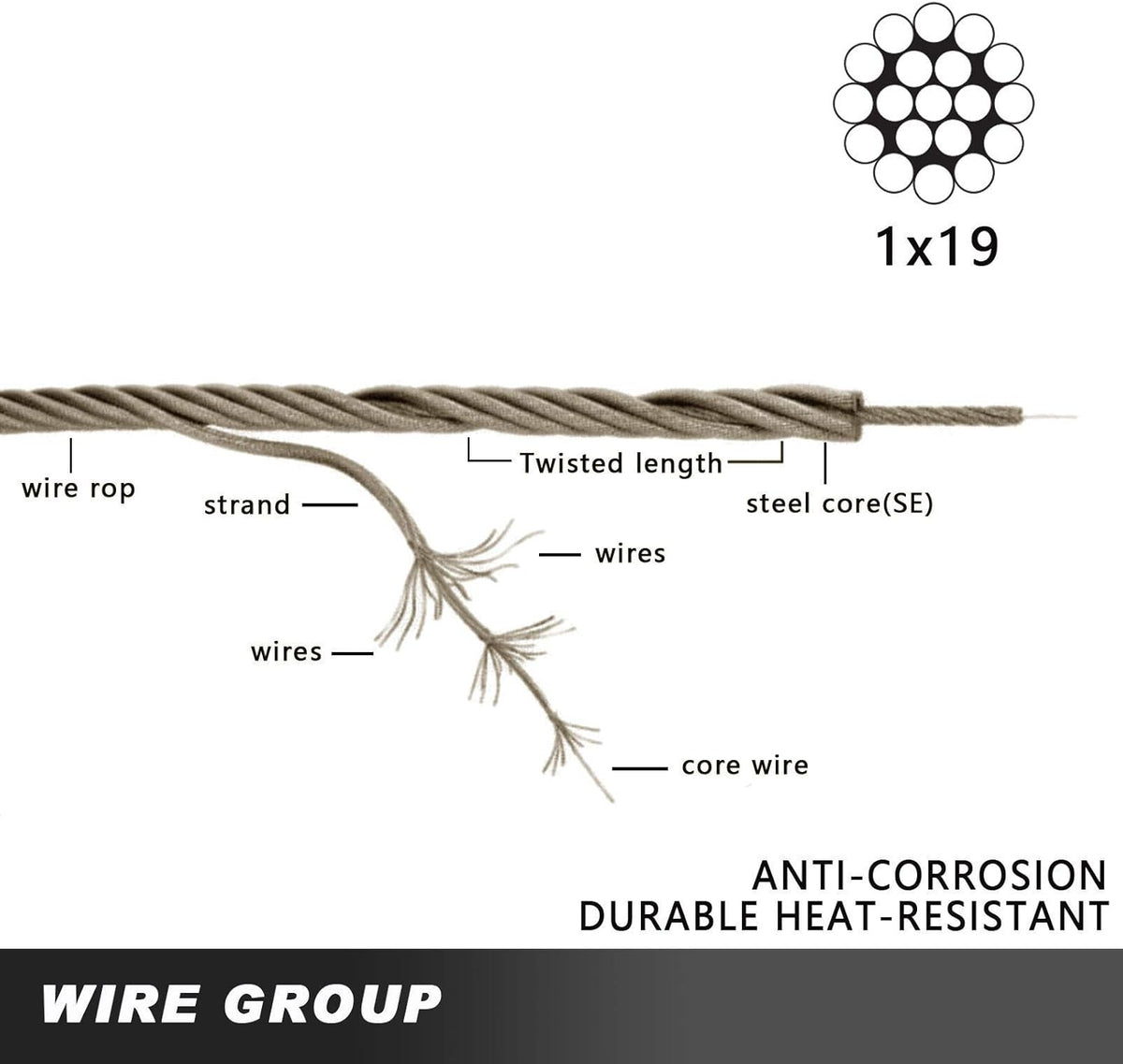 500FT 1/8 T316 Stainless Steel Cable R41138