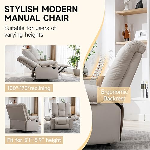Oversized Dark Grey Manual Recliner Chair F6996