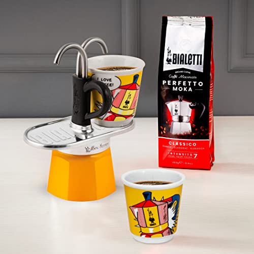Yellow Aluminium Moka Set includes Coffee Maker 2-Cup (2.8 Oz) + 2 shot glasses B18798