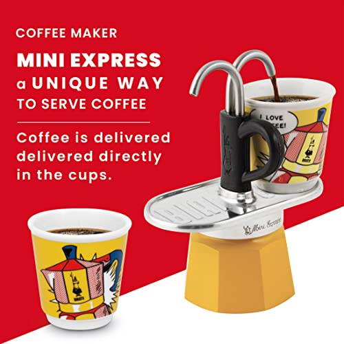 Yellow Aluminium Moka Set includes Coffee Maker 2-Cup (2.8 Oz) + 2 shot glasses B18798