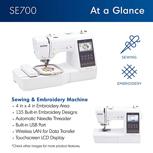 Sewing and Embroidery Machine, Computerized, 4" x 4" Hoop Area, White G71790