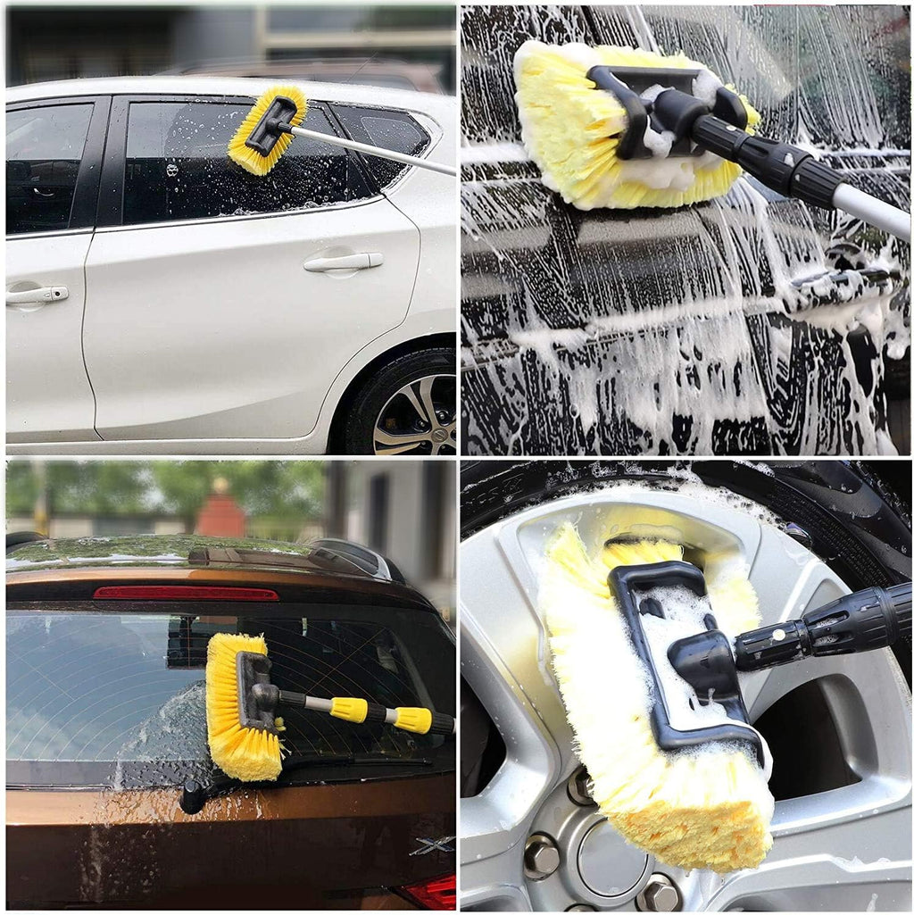 11.5 Foot Telescopic Flow Through Car Wash Brush Soft Bristles Pack of 2 E32455