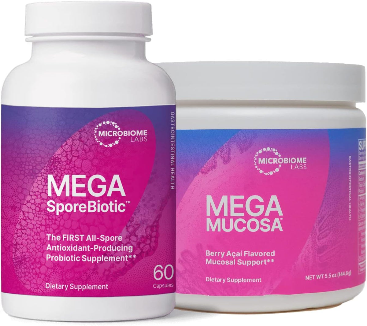 60 Capsules Spore-Based Probiotic and 5.5oz Powder Supplement Bundle C6049
