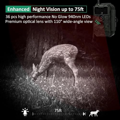 48MP 1296p Trail Camera with Night Vision Motion Activated H167