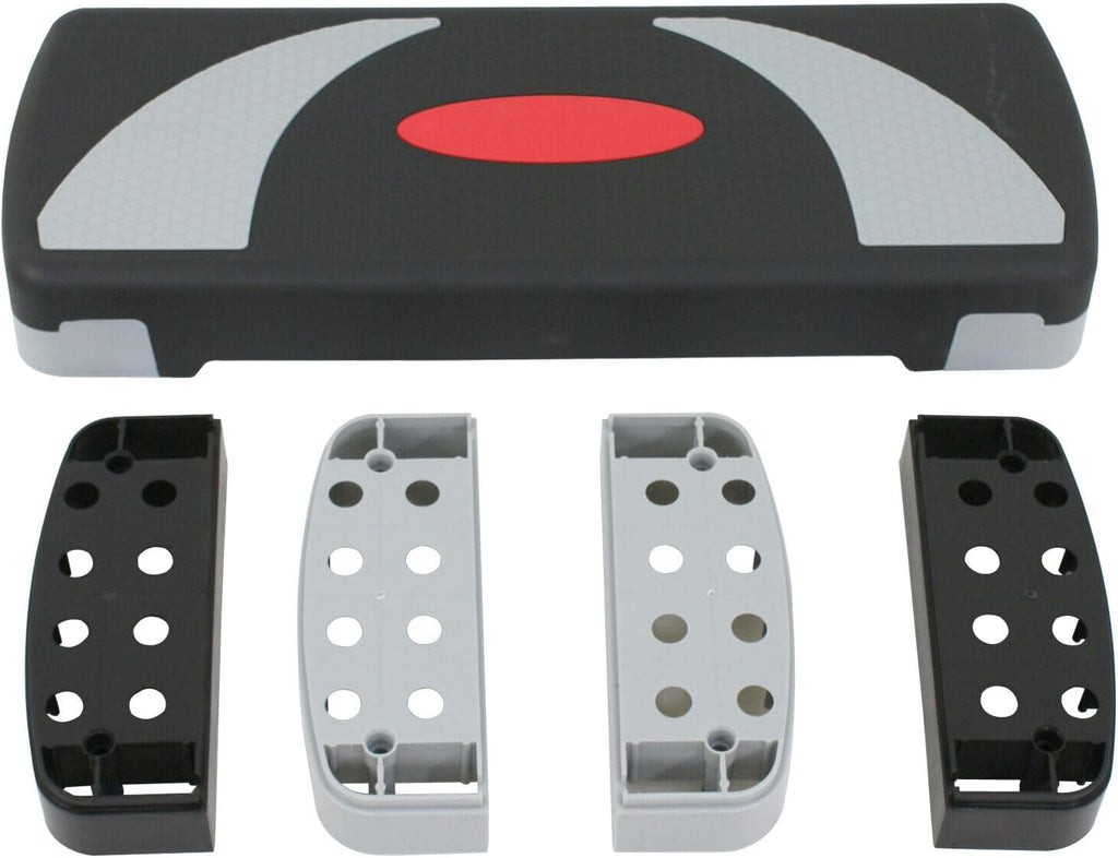 Gray Black Aerobic Step Platform Stepper Adjust 4"-6"-8" with Risers R629300