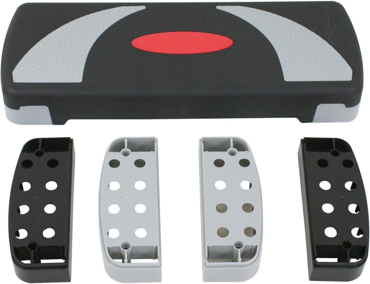 Gray Black Aerobic Step Platform Stepper Adjust 4"-6"-8" with Risers R629300