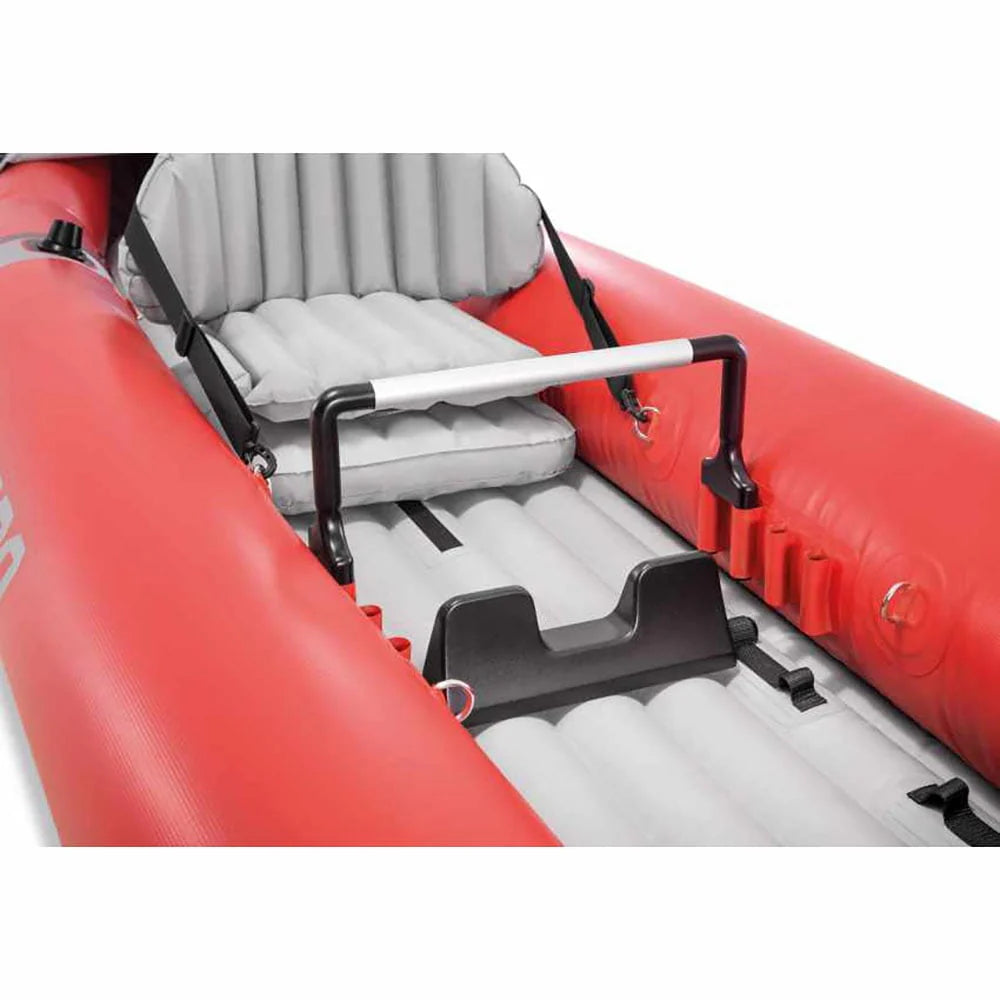 Inflatable 2 Person Vinyl Kayak with Oars & Pump, Red (2 Pack) A49817