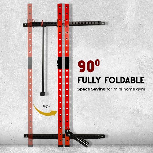 2" x 2" Steel Folding Wall Mounted Squat Rack with Pull-Up Bar O16912