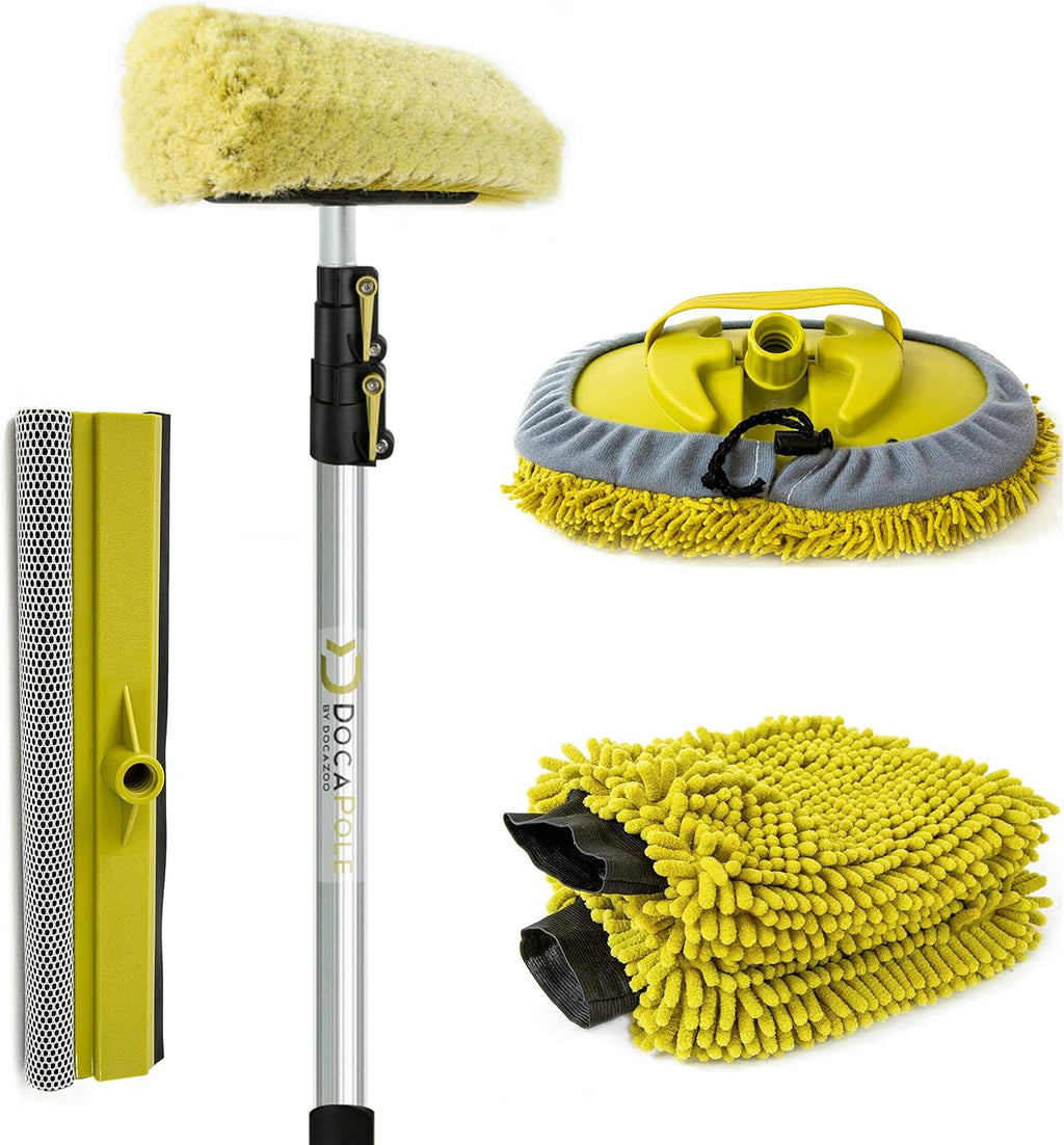 5-12 Foot Car Cleaning Kit with Soft Car Wash Brush, Car Squeegee, Car Wash Mitt, Microfiber Cleaning Head & Extension Pole N173