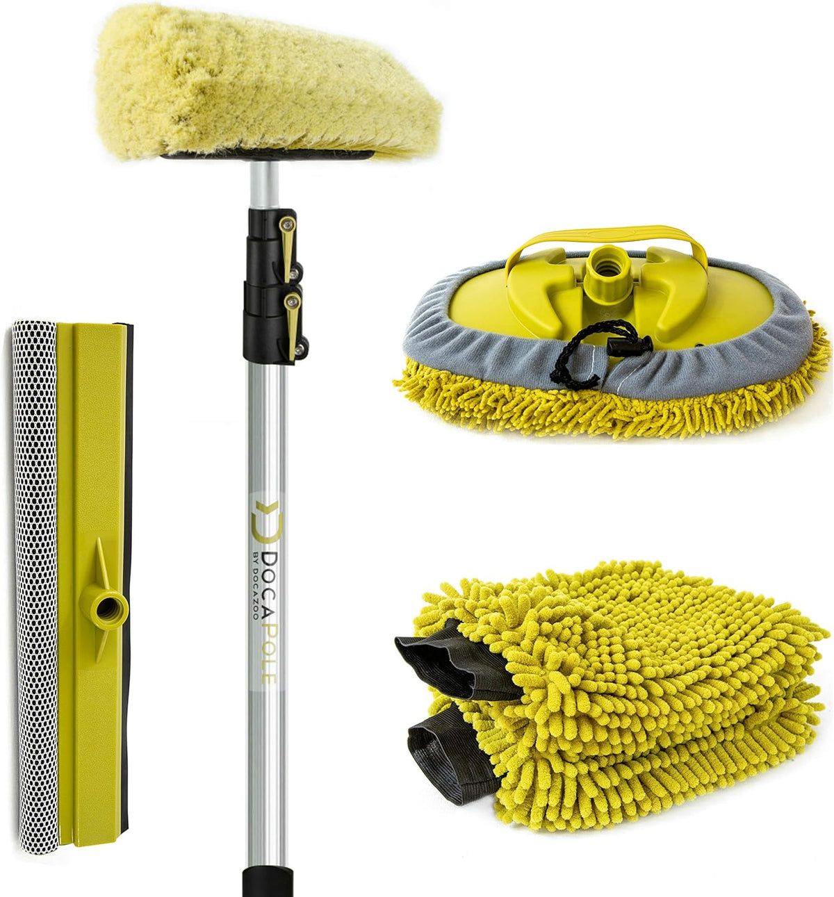 5-12 Foot Car Cleaning Kit with Soft Car Wash Brush, Car Squeegee, Car Wash Mitt, Microfiber Cleaning Head & Extension Pole N173