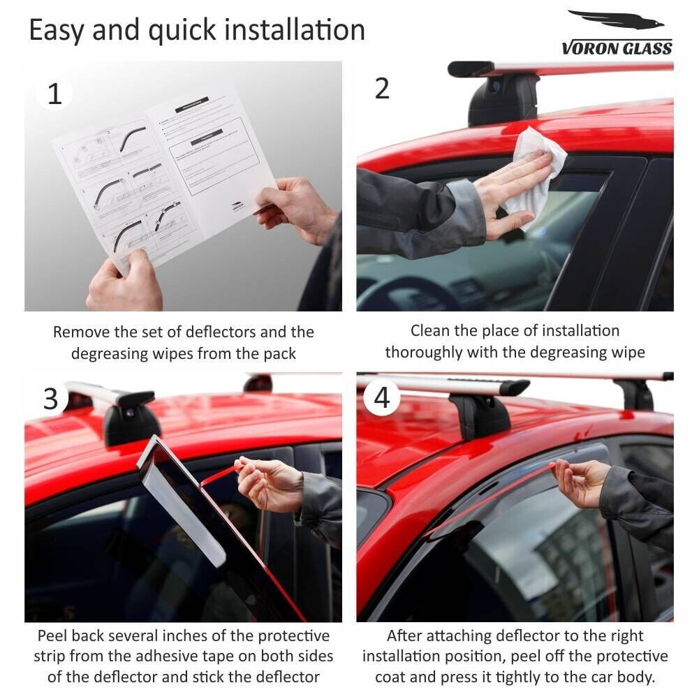 Glass Tape-on Rain Guards for Toyota Corolla Sedan, 4 Pieces L74730
