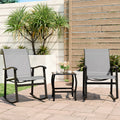 3 Piece Rocking Bistro Set with Glass Coffee Table Light Gray R20175