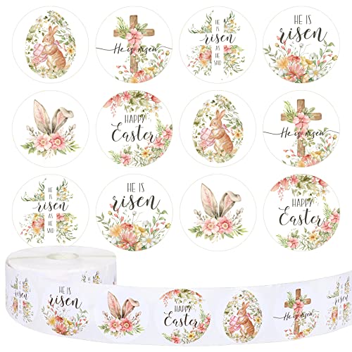 1000Pcs Assorted Round Christmas Stickers in Roll O549519