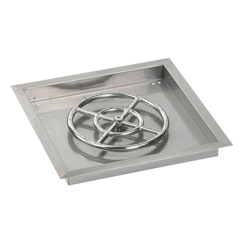 18x22 Square Stainless Steel Drop-In Pan with Match Light Kit Propane Fire Pit Ring P26280