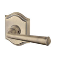 Passage Federal Lever with Traditional Arch Rose, Matte Brass and Black Q663