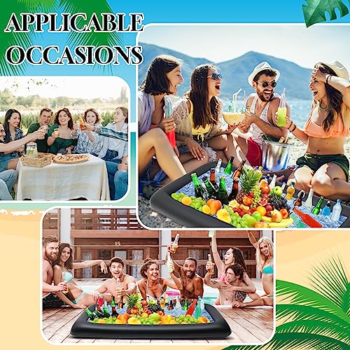 4 Pcs Inflatable Ice Tray Buffet Set with Umbrella and Cooler Black M712