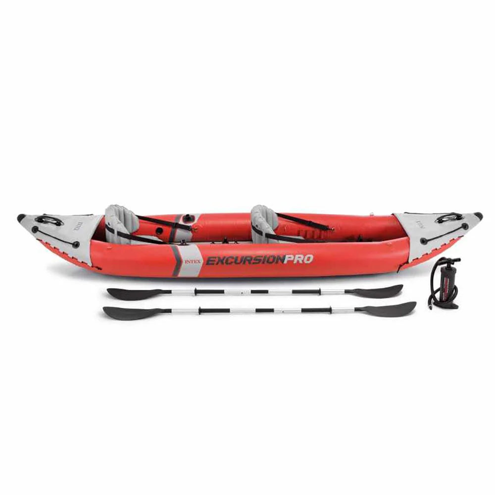 Inflatable 2 Person Vinyl Kayak with Oars & Pump, Red (2 Pack) A49817